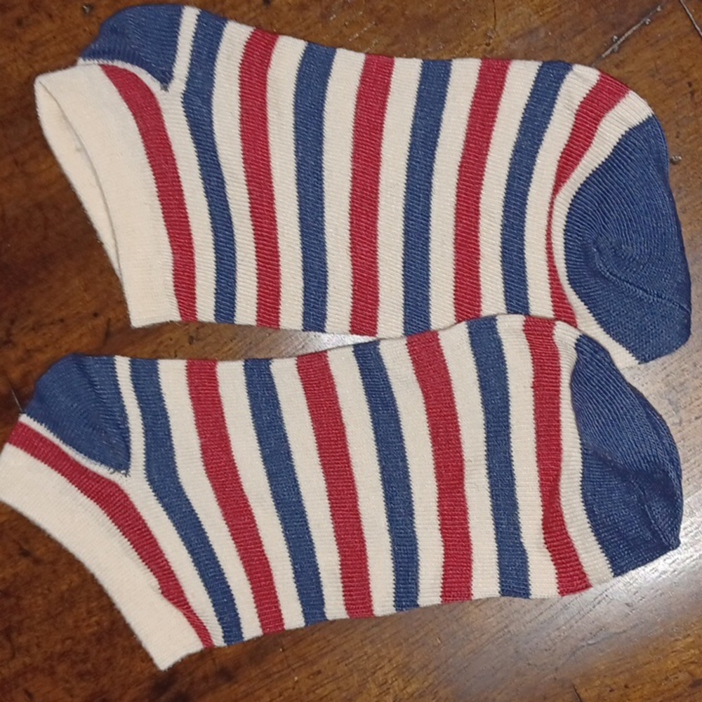 New red blue stripe socks